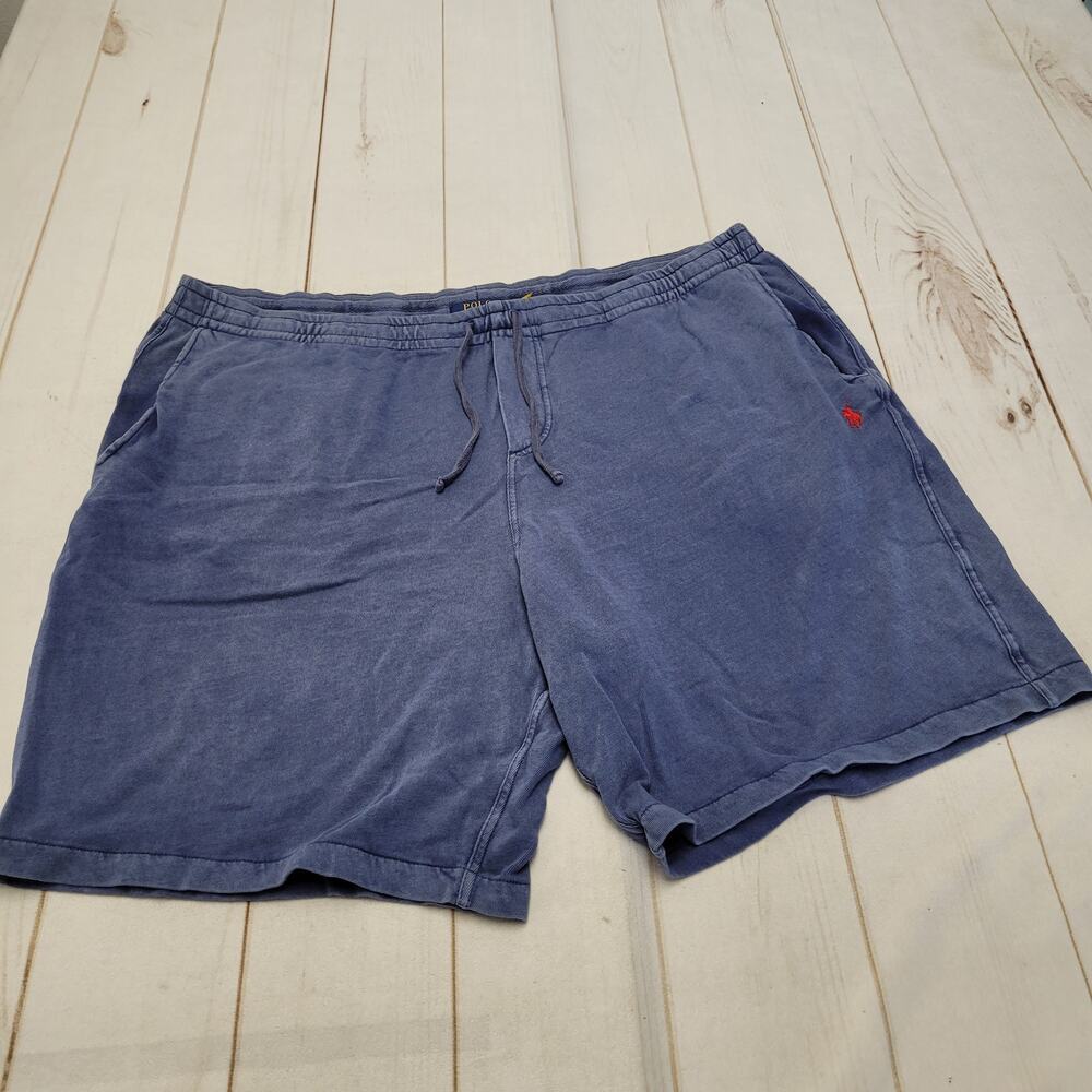 Polo Ralph Lauren blue sweat shorts pull on drawstring retro lounge 3XB terry